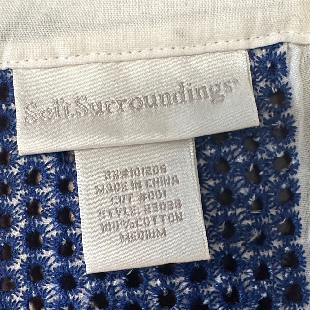 Soft Surroundings White and Navy Blouse - Picture 6 of 11